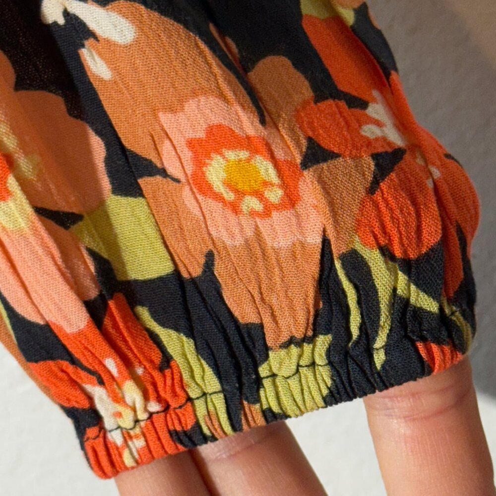 Billabong Girls Floral Balloon Sleeve‎ Pullover Beach Mini Dress Size M - Picture 7 of 11